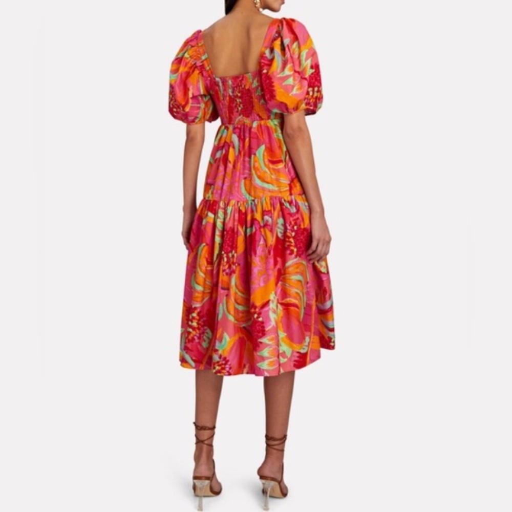 Anthropologie Farm Rio M Puff-Sleeve Fruit Midi Dress